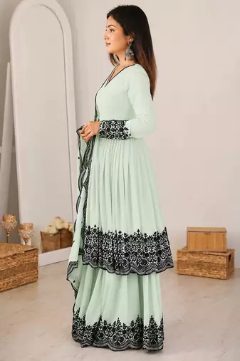 Mint Green Color Designer Sharara Set