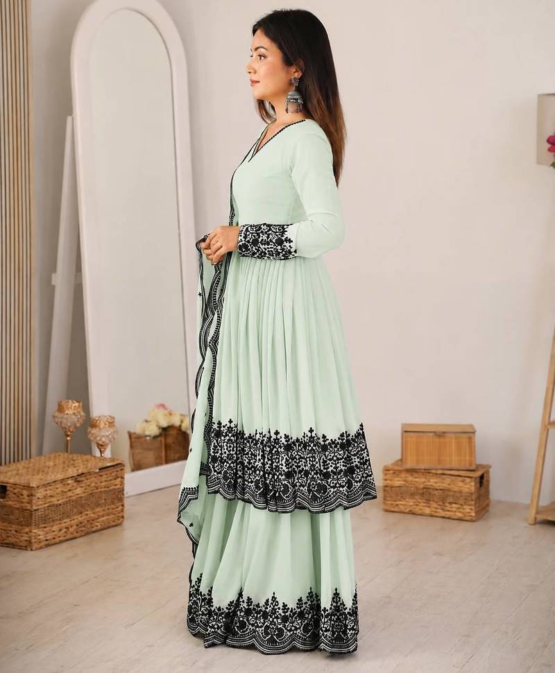 Mint Green Color Designer Sharara Set
