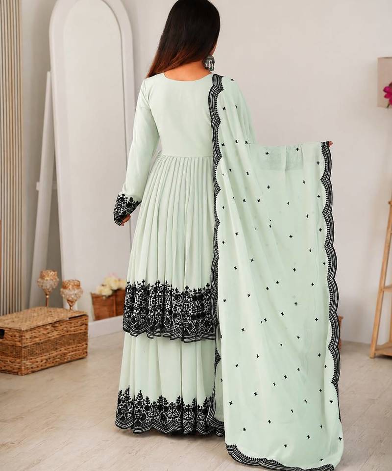 Mint Green Color Designer Sharara Set