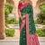 Festive rama banarasi silk blend saree with colorful meenakari border