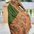 Mehendi silk blend saree with peacock motif zari border