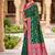 Festive rama banarasi silk blend saree with colorful meenakari border