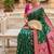 Festive rama banarasi silk blend saree with colorful meenakari border