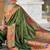 Mehendi silk blend saree with peacock motif zari border
