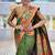 Mehendi silk blend saree with peacock motif zari border