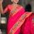 Ranipink silk blend saree with peacock motif zari border