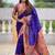Violet silk blend saree with peacock motif zari border
