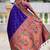 Violet silk blend saree with peacock motif zari border