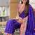 Violet silk blend saree with peacock motif zari border