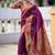 Wine silk blend saree with peacock motif zari border