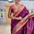 Wine silk blend saree with peacock motif zari border