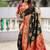 Festive green banarasi silk blend saree with colorful meenakari border
