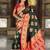 Festive green banarasi silk blend saree with colorful meenakari border