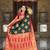 Festive green banarasi silk blend saree with colorful meenakari border