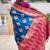 Festive firozi banarasi silk blend saree with colorful meenakari border
