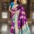 Festive magenta banarasi silk blend saree with colorful meenakari border