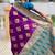 Festive magenta banarasi silk blend saree with colorful meenakari border