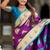 Festive magenta banarasi silk blend saree with colorful meenakari border