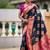 Festive teal banarasi silk blend saree with colorful meenakari border