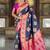 Festive teal banarasi silk blend saree with colorful meenakari border