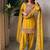 New women's elegant  yellow straight cut suit with heavy neckline embroidery