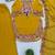 New women's elegant  yellow straight cut suit with heavy neckline embroidery