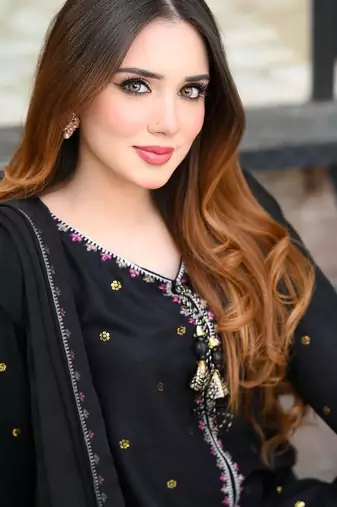  black embroidered straight kurti with matching pant and dupatta