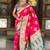 Festive ranipink banarasi silk blend saree with colorful meenakari border