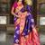 Festive violet banarasi silk blend saree with colorful meenakari border