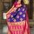 Festive violet banarasi silk blend saree with colorful meenakari border