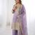 New stylish designer lavender organza sharara set with heavy zari embroidery