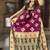 Festive wine banarasi silk blend saree with colorful meenakari border