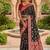 Festive black banarasi silk blend saree with colorful meenakari border