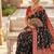 Festive black banarasi silk blend saree with colorful meenakari border