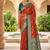 Festive gajari banarasi silk blend saree with colorful meenakari border