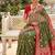 Festive mehendi banarasi silk blend saree with colorful meenakari border