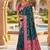 Festive teal banarasi silk blend saree with colorful meenakari border