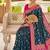 Festive teal banarasi silk blend saree with colorful meenakari border