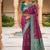 Festive onion banarasi silk blend saree with colorful meenakari border