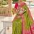 Festive perrot banarasi silk blend saree with colorful meenakari border