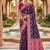 Festive purple banarasi silk blend saree with colorful meenakari border