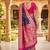 Festive purple banarasi silk blend saree with colorful meenakari border