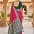 Festive ranipink banarasi silk blend saree with colorful meenakari border