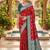 Festive red banarasi silk blend saree with colorful meenakari border