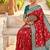 Festive red banarasi silk blend saree with colorful meenakari border