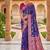 Festive violet banarasi silk blend saree with colorful meenakari border