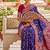 Festive violet banarasi silk blend saree with colorful meenakari border