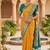 Festive yellow banarasi silk blend saree with colorful meenakari border
