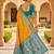 Festive yellow banarasi silk blend saree with colorful meenakari border