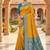 Festive yellow banarasi silk blend saree with colorful meenakari border